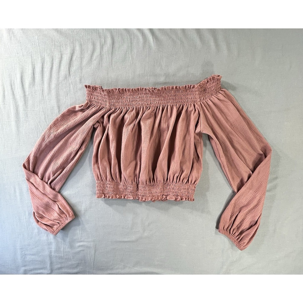 Divided By H&M off-the-shoulder long-sleeve crop top smocked Women's M Bohemian